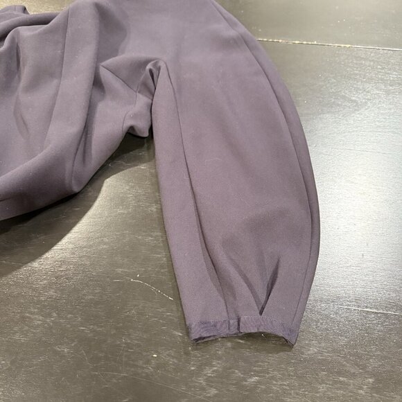 Massimo Dutti Navy Midi Dress Puff Sleeve Old Money Office Siren Womens Size 6 - Picture 9 of 16